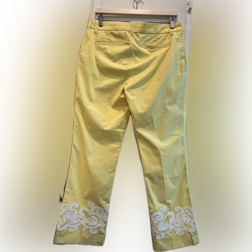 Tory Burch NWT Adrienne Lemon Embroidered Chino Pants 29 Resort - Picture 3 of 13